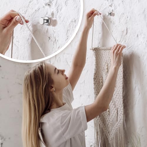 Image of Watersay 50 Pcs Double Headed Picture Hanging Nails Long Push Pins for Wall Thumb Tacks Wall Hooks Decorative Picture Hanging Nails for Home Office Photo(Silver,Gongzi)