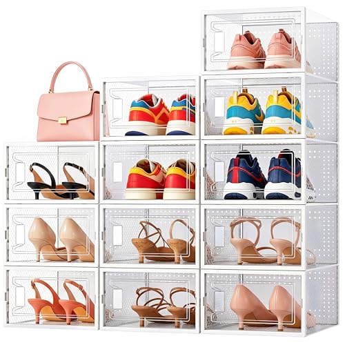 Image of Portable Shoe Storage-12PCS Waterproof, Clear Plastic Shoe Box