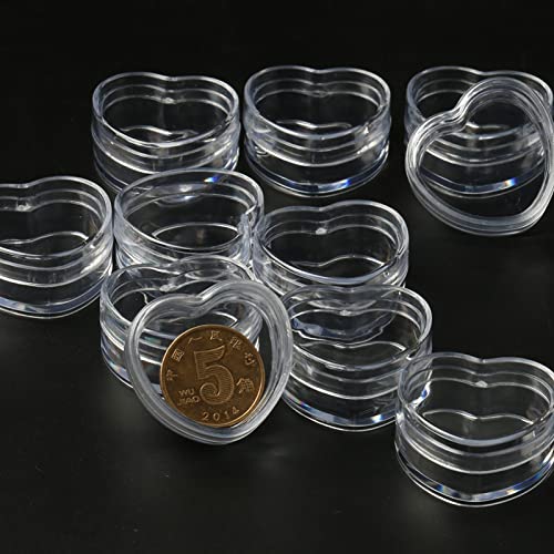 Image of NA TMXAOK 12 Pack Mini Clear Plastic Bead Storage Containers Box Lovely Heart Shape Small Box Earring Travel Organizer Cute Storage Case for Small Items, Pills, Tiny Bead, 1.37 x 0.6inch