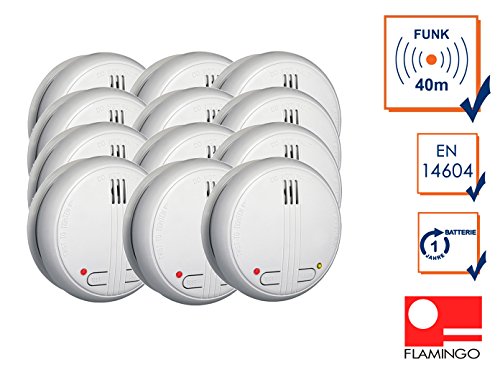 Preisvergleich Produktbild 12er Set koppelbarer Funk Rauchmelder, 85dB, Testtaste, inkl. Batterie, FA21RF