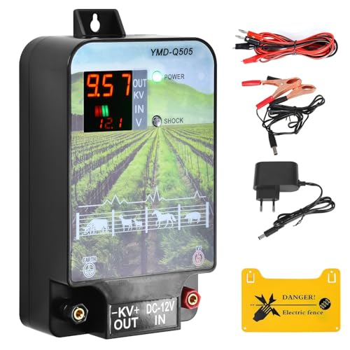 Électrificateur De Clôture 12V - Portée 10 Km - Puissance 1.5J - Écran LCD - Pour Animaux (Chevaux, Vaches, Sangliers...)