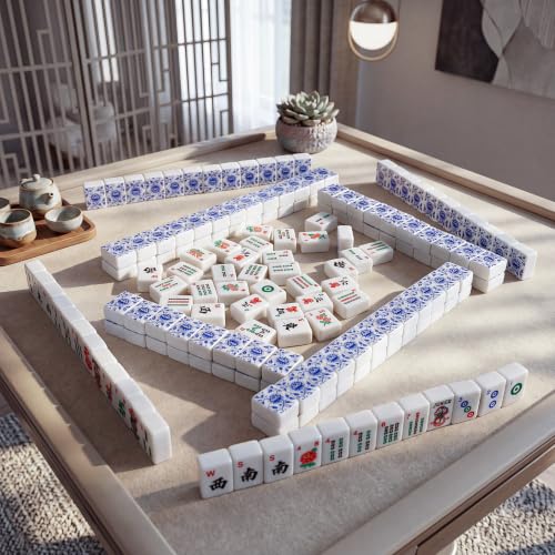 Teyva Daily 166 Pcs American Mahjong Tiles Only Mahjong Tiles with Blue and White Porcelain Prints 1.2 x 0.9 Inches Melamine Hand Carved Pattern for Games Adult Board Beginners Mahjongg Lovers - Image 7