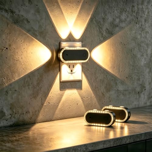 Image of Briignite Night Light 2 Pack 3000K Night Lights Plug into Wall Projector | Night Light Projector, Plug in Night Light, 3 Brightness Adjustable, Dusk to Dawn Sensor, Nightlight for Bathroom, Home Decor