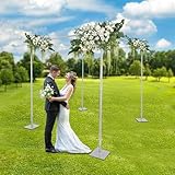 10FT Adjustable 4 Post Height Canopy Chuppah Mandap Hardware Kit, Outdoor Wedding Party Stand with Base, Stainless 4 Post Backdrop Stand Kit for Wedding Party Photography Trade Show Display
