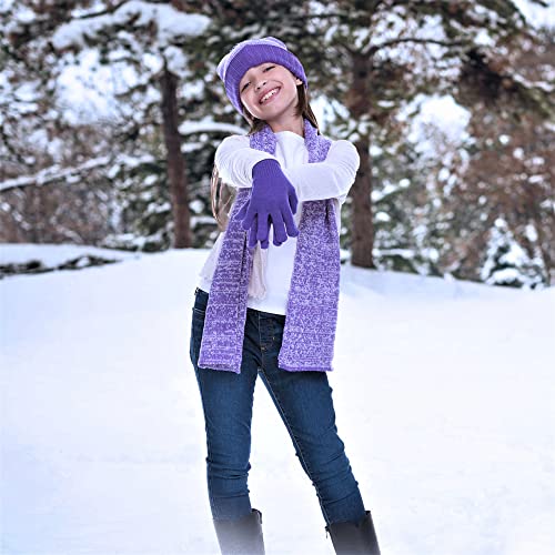 Swak Girls Hat,Scarf & Glove Set-Kids Cold Weather Winter Accessories-Childrens 3 Pc Beanie Set-Big Girls Hat Scarves & Glove #TOP2