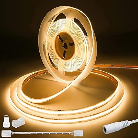 PAUTIX COB LED Strip Light 20ft/6.1m 3087LEDs Warm White 2700K CRI90+ High Lumen Super Bright,Lead-free Material Flexible DC24V LED Tape for Home&Office DIY Lighting Project(Power Supply Not Included) Cover