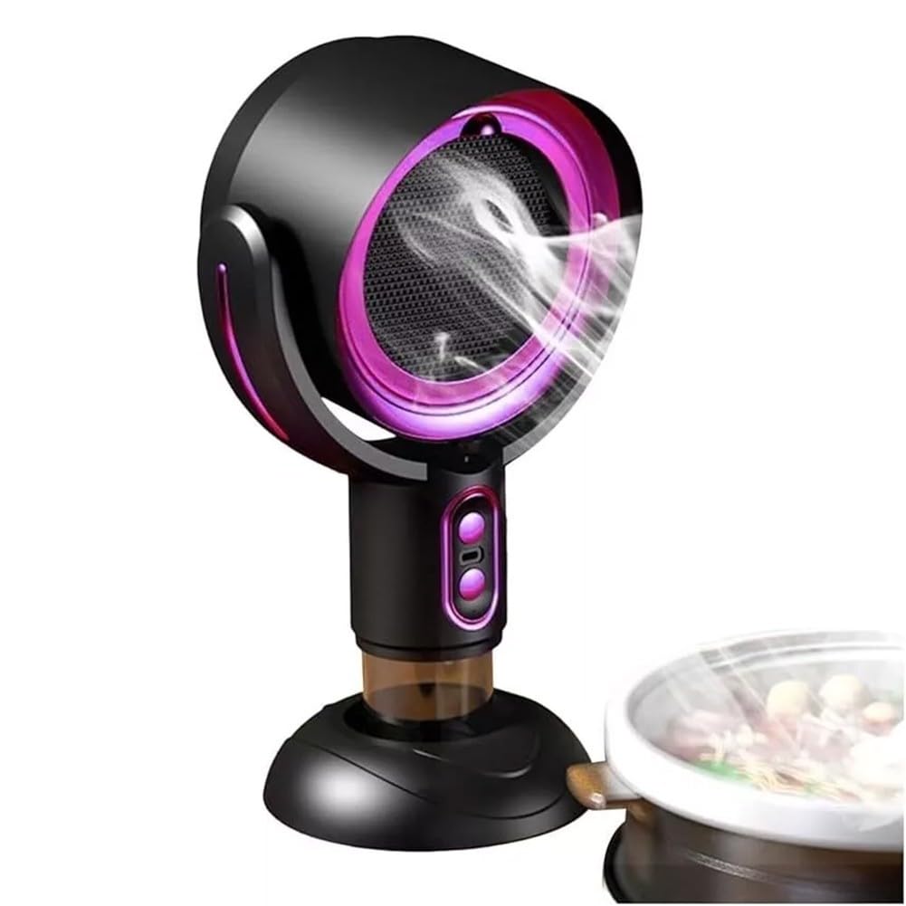 Cappa portatile per cucina, ventilatore di scarico da tavolo ricaricabile tramite USB con 2 velocità, 3000 mAh, a batteria, assorbitore di fumo con filtro rimovibile e coppa dell'olio per (nero viola)