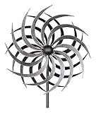 Kleines Windrad Garten - Silber/Metall - Ø 40cm / Höhe: 180cm - Wetterfest - Hochwertige Qualität & Stabiler Standstab - Gartenstecker/Metallwindrad/Windräder - Silberwindrad