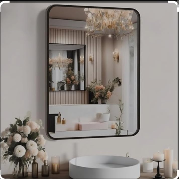 Image of Frameless Rectangular Wall Mirror 12x18 - Perfect for Contemporary Bathrooms or Minimalist Interiors - Clear Reflection, Easy to Hang, and Lightweight for Versatile Use