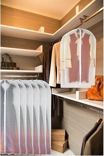 Hanging Garment Bags(Set Of 12) Breathable Suit Bag Covers With Zip, Peva Clothes Cover Bags Coat Garment Bags Waterproof Dress Cover Bags For Wardrobe Storage And Travel, Clothes Covers For Coats, Suits, Gowns - 24'' X 60'' #TOP6
