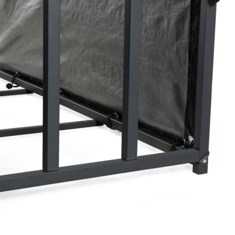 TERRE JARDIN - Range Bûches Extérieur 186 x 70 x 185 cm - Abri Bois de Chauffage avec Housse Protection - Support Bûches Extérieur en Acier Galvanisé Robuste - Résistant aux Intempéries
