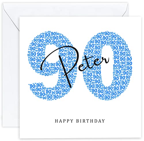 Personalised 90th Birthday Card - Ninetieth Birthday Card for 90 Year Old Men Dad Father Grandad Uncle Brother Husband Him (Age 90)