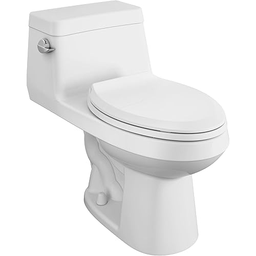American Standard 2961A104SC.020 Colony One-Piece Toilet with Seat, Chair Height, Elongated Front, White, 1.28 GPF, 12 inch rough-in, One-Piece Toilets for Bathrooms