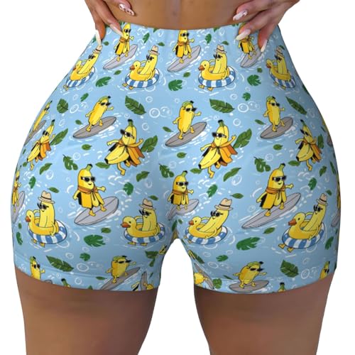 TXJSOU Women's High Waist Workout Shorts Banana Sports Athletic Running