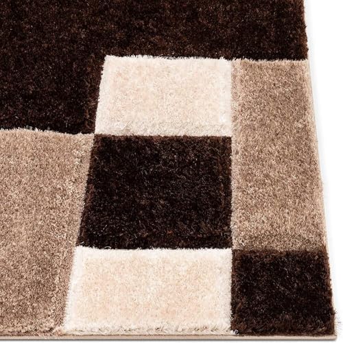 Image of F & B RUGS ; SUPERIOR QUALITY PRODUCTS Firoz and Brothers Handwoven Super Soft Indoor Modern Shag Microfibre Silky Fluffy Smooth 3x6 feet Coffee
