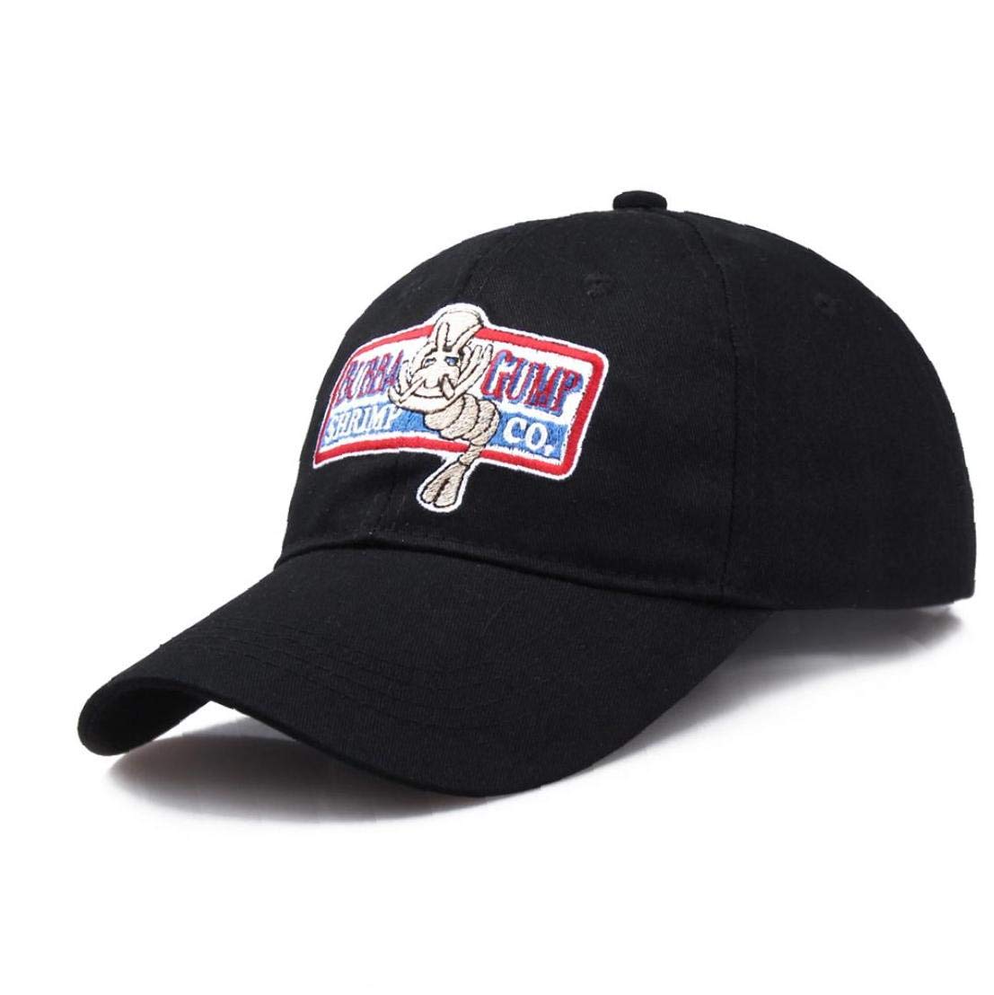 Angoter Unisex Black Bubba Gump Hat Shrimp Embroidered Adjustable Forrest Gump Baseball Cap For