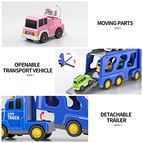 Temi Truck Toys Car For 3 4 5 6 Year Old Toddlers Boys, 7-In-1 Carrier Truck City Car Toys Set W/Play Mat, Car Toys Set For Kids 3-9, Toddler Boy Toys Christmas Birthday Gift #TOP4