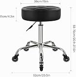WKWKER Sgabello da ufficio spesso 11 cm su ruote Sgabello girevole regolabile in pelle PU sgabello sedia per sgabello da cucina salone ufficio sgabello nero - 3