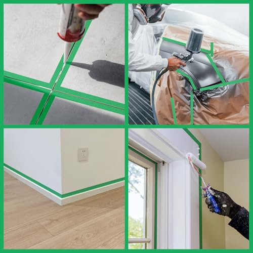 Image of 2 Rolls Masking Tape Green, 48mm x 50m Decorating Tape Painters Tape Wide Heat Resistant Easy Removal for Painting Work Protecting Surfaces DIY Crafts