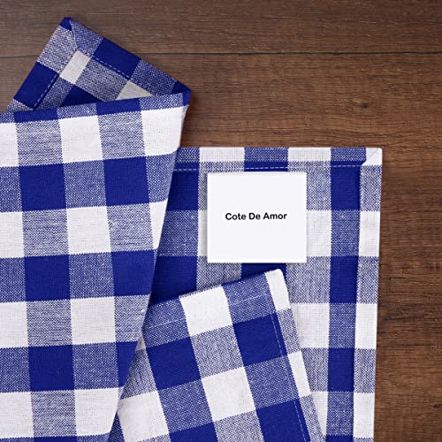 Linen Hub Buffalo Plaid Cloth Napkins 20X20-100% Cotton Gingham Check Napkins - Soft Absorbent Washable - Perfect For Wedding Party Christmas Easter Dinner Napkins Set Of 12 - Blue White #TOP4