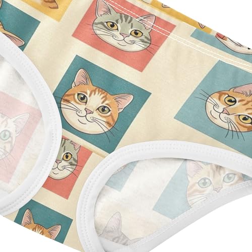 Cute Cartoon Cats Beige Toddlers Underwear Floral 2t Cotton Panties for Girl Artistic Kids Undies Briefs4