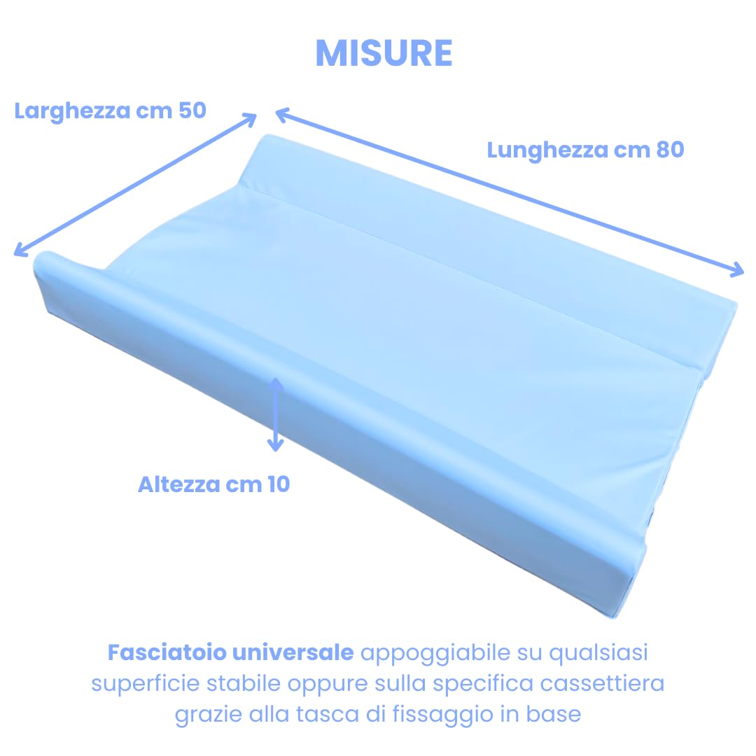 Materassino Fasciatoio EPSELIA - 80x50 Cm, In PVC Atossico, Impermeabile, Con Tasca Di Fissaggio, Norme UE EN71 - Foto 10