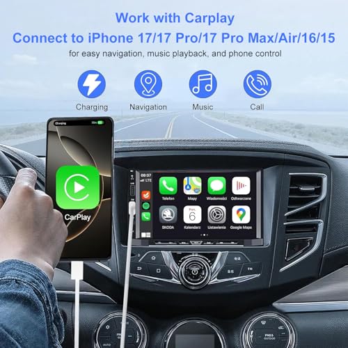 Image of USB C Cable for Carplay iPhone 17 Pro Max Air 16 15,18W 3A USB A to C Cable for Apple CarPlay & Android Auto, 1M Length Type C Charging Cord for iPad Pro, iPad A16 /Mini 6, Galaxy S25 S24 S23, White