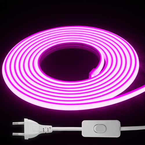 STHomedeco Ruban LED Exterieur 220V - Flex Découpable IP65 Étanche Bande LED Pour DIY Chambre, Cuisine, Exterieur Maison Décoration (Rose, 15M)