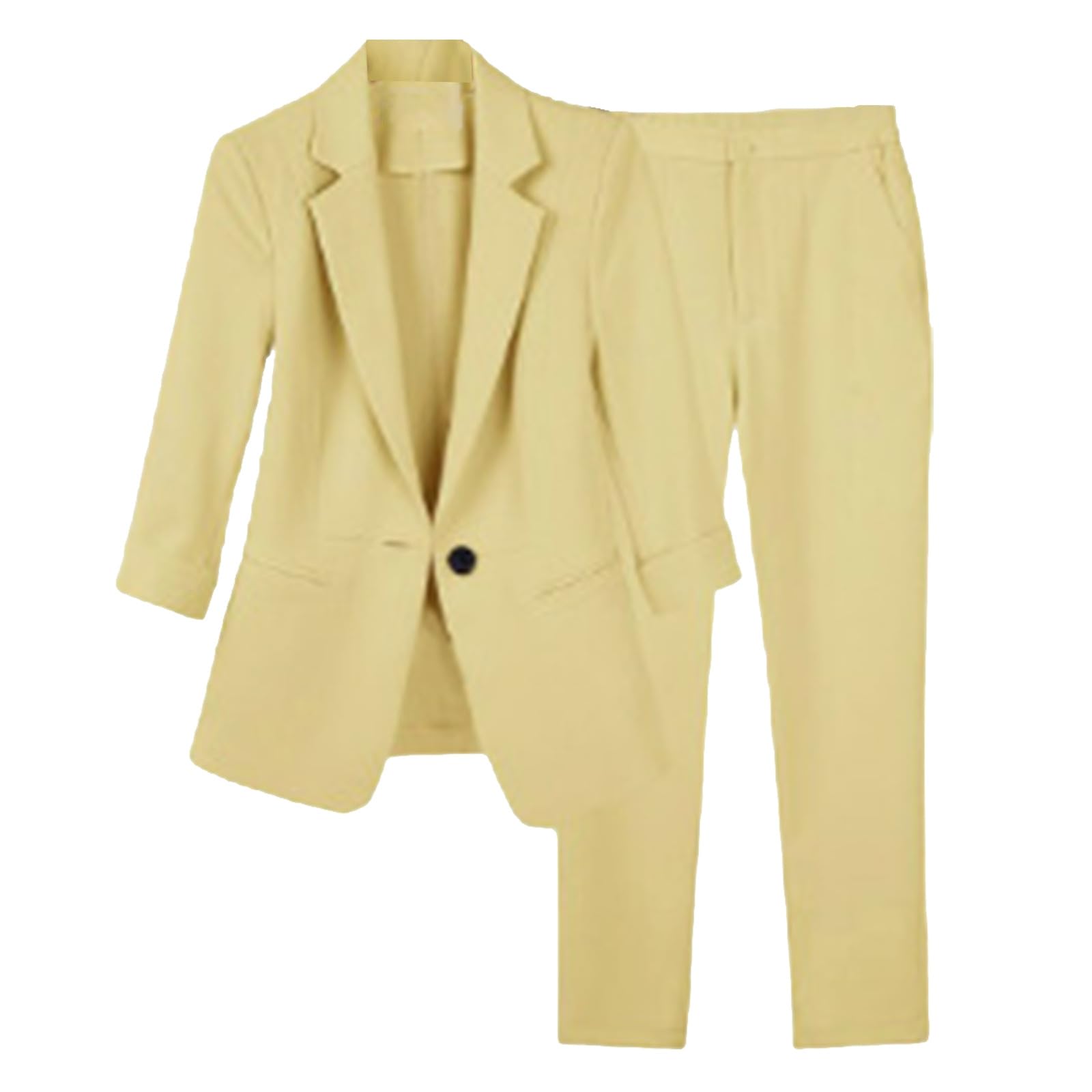 MaNMaNing Completo Business Donna con Giacca e Pantaloni per Ufficio o Cerimonie Stile Professionale ed Elegante con Maniche Tre Quarti per Donne Lavoratrici