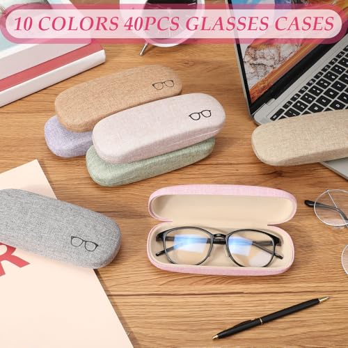 Image of Kanayu 20 /40 /60 /100 Pcs Hard Shell Glasses Case Bulk Linen Fabric Protective Eyeglasses Case Eye Glasses Sunglasses Protector