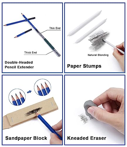 Image of Professional Drawing Pencils and Sketching Kit for Artist (33)