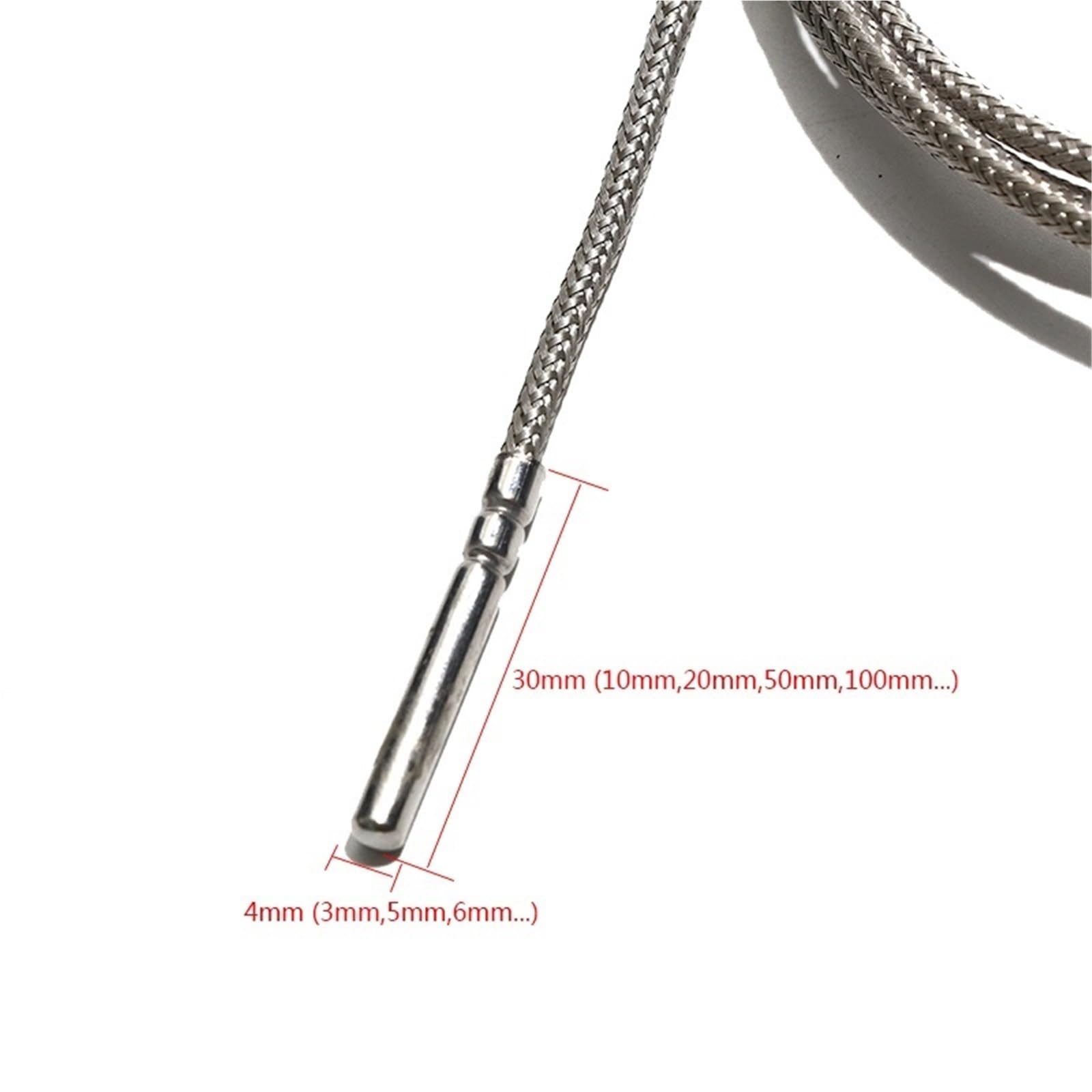 Capteur de Thermocouple Type K PT100 PT1000, 0.5M/1M/2M/3M/5M/10M, sonde de contrôle de température à fil, résistance thermique 4x30MM, 1 pièce(1M Cable Length,K Type)