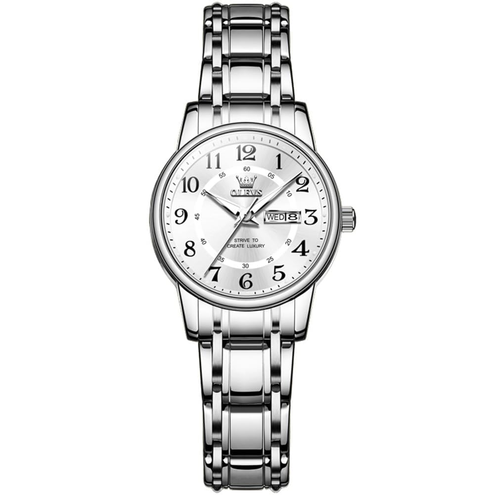 OLEVS Damenuhr Elegante Wasserdicht Klassische Frauen Uhr mit Quarzwerk, Modisches Design mit Datumsanzeige Leuchtzeiger Armbanduhr Damen Exquisites Design für Damen Schlicht Armbanduhren