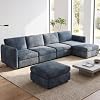 6 Seat Sofa Set (4 Seater Sofa with 2 Ottomans)