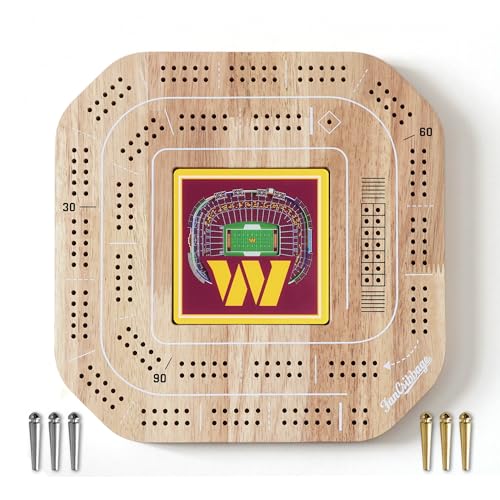 YouTheFan NFL Washington Commanders Licensed Fan Cribbage Wood Board Game