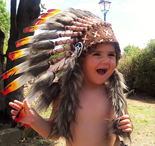 The World of Feathers Headdress hat for 2-5 years Native American Inspired 20,5 inch – 53 cm - Thumbnail 2