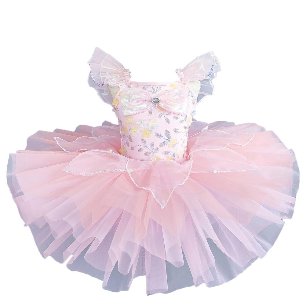 Mädchen Blumen Glitzer Tutu Ballettkleid, Geschwollene Tulle Prinzessin Ballerina Tanzkostüm Für Geburtstagsfeier
