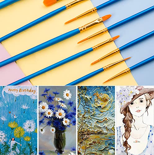 20 Packs/200Pcs Acrylic Paint Brushes Set Nylon Brush Head Watercolor Art Painting Brush For Painting Enthusiasts #TOP4