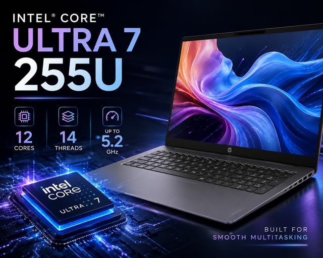 Image of HP OmniBook 3 16 inch WUXGA Touch Laptop, 12-Core Intel Core Ultra 7 AI Processor, 32GB DDR5 RAM, 1TB PCIe SSD, Wi-Fi 7, 1080P FHD Camera, Windows 11