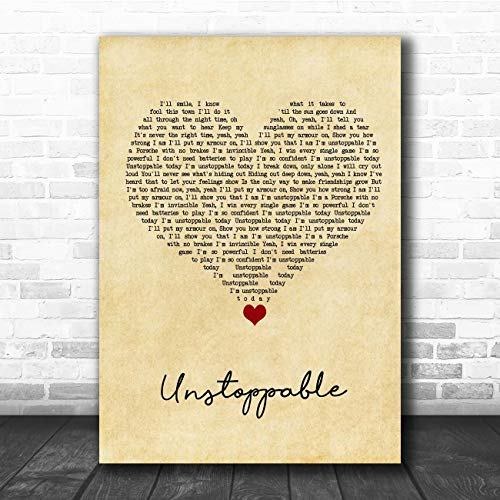 Unstoppable Vintage Heart Song Lyric Print
