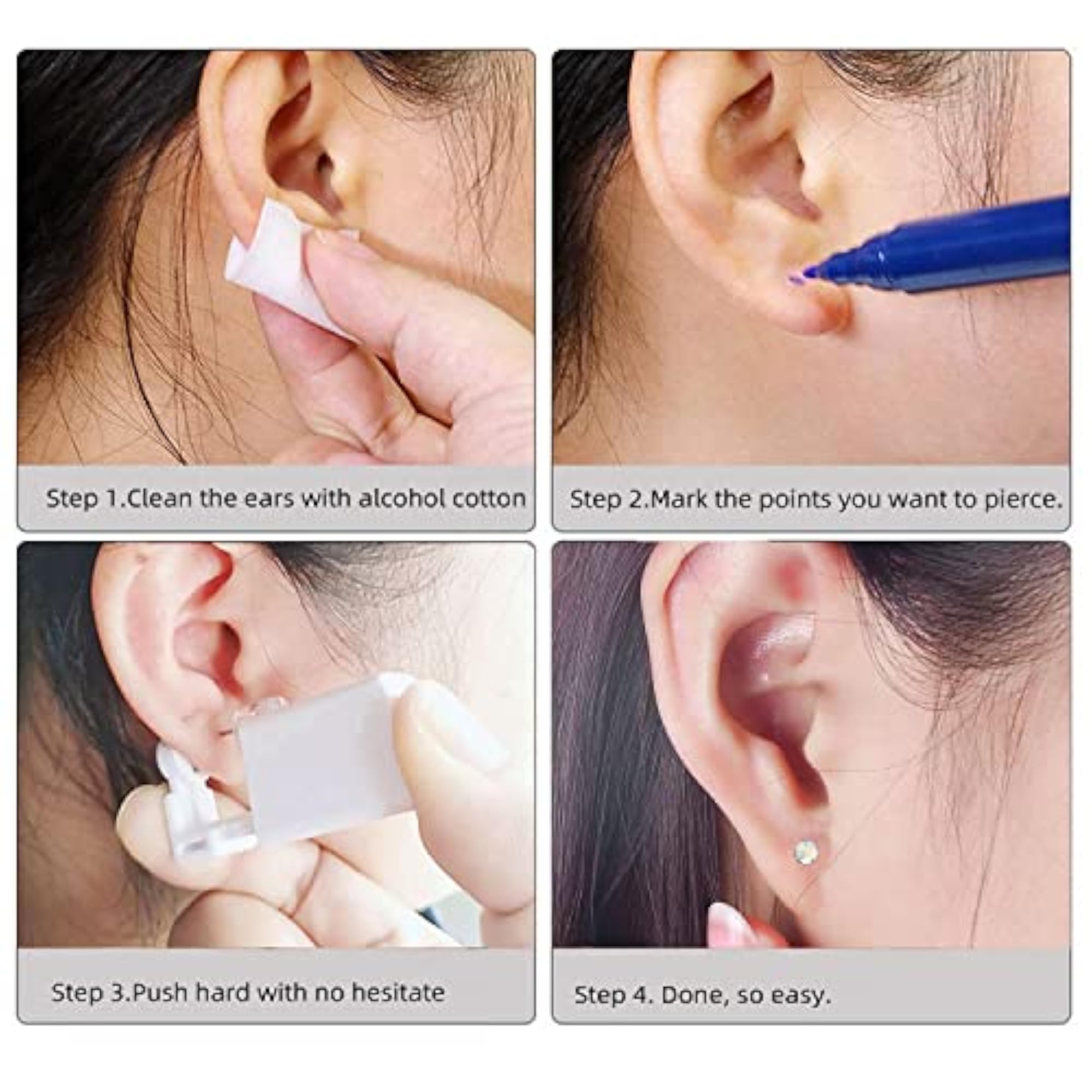 Self Ear Piercing Gun Kit, 2 Pack Disposable Tool