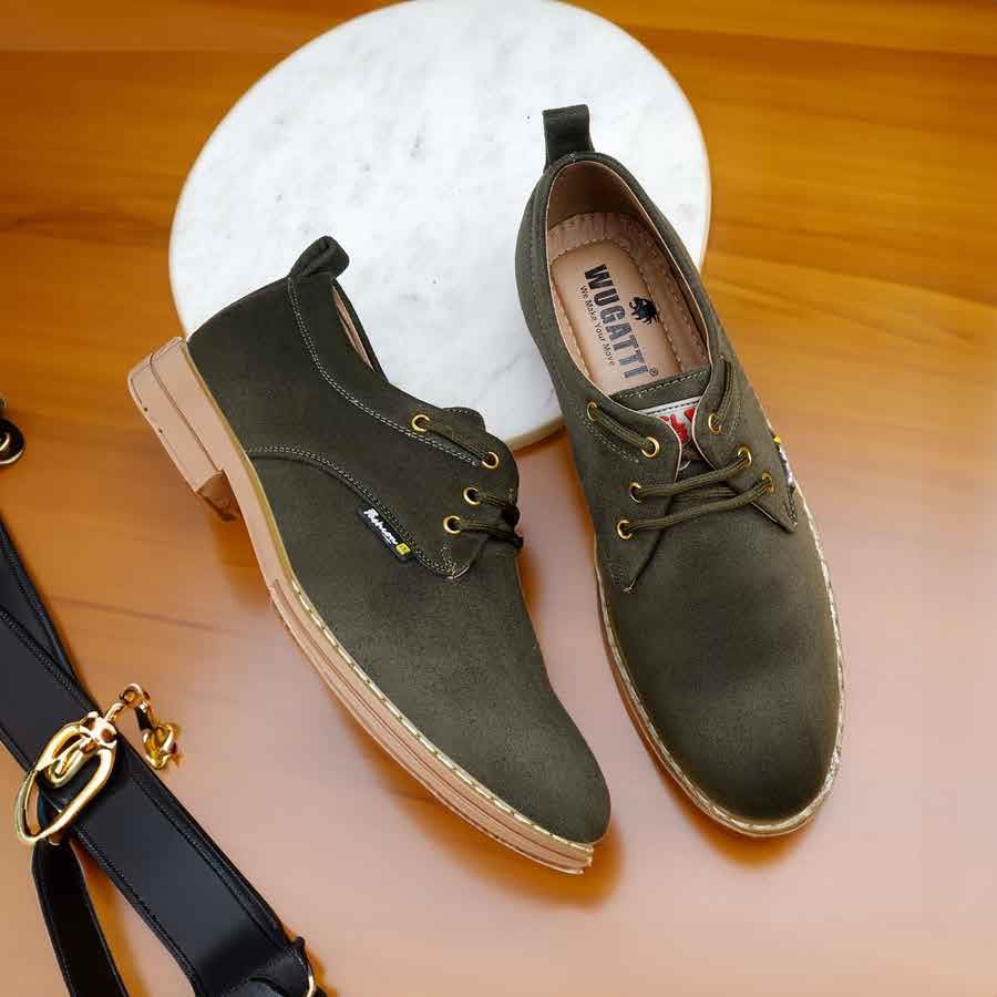 Image of WUGATTI Men's Suede Leather Lace-Up Casual Shoes Oxfords Walking, Office Comfortable and Classy Sneakers with Extra Comfort