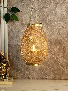 CraftVatika Bird Nest Lantern Tealight Candle Holder Hanging Metal Candle Holders Stand for Wall Christmas Home Decoration Indoor Outdoor Table Decor, Tealight Candle Holder Set for House Decorations