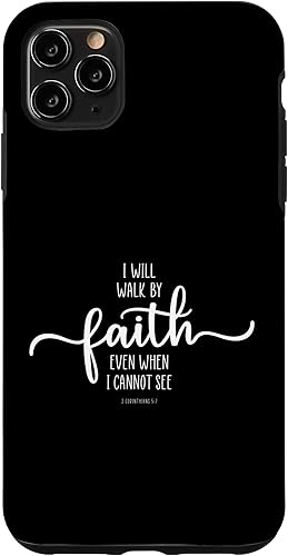 Miniatura 31 de Funda para iPhone 12 Pro Max con texto en inglés "I Will Walk By Faith, God Jesus Christian Bible Inspiration