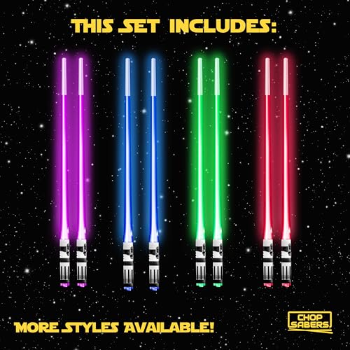 Lightsaber Chopsticks Light Up, Star War Chopsticks Light Up, Mini Lightsaber, Fun Chop, Cool Chopstick, Light Saber Chopstick, Led Chop sticks, 4 PAIRS, Blue Red Green Purple, Groove Tips