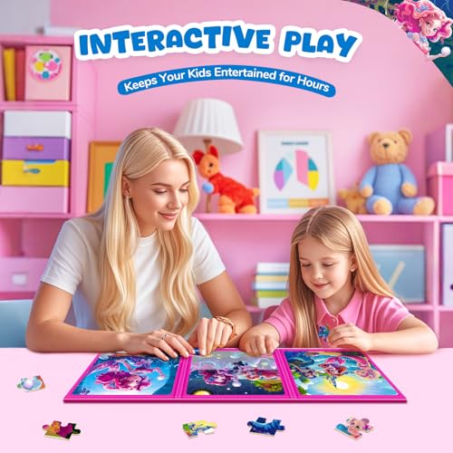 Image of Homicozy Magnetic Puzzles for Toddler Kids 3-8, Mermaid Princess Travel Toy | 36-Pieces Magnetic Puzzles for Girls Ages 3-5 4-6, Car Airplane Road Trip Activities, Quiet Screen-Free Game, Birthday Gifts
