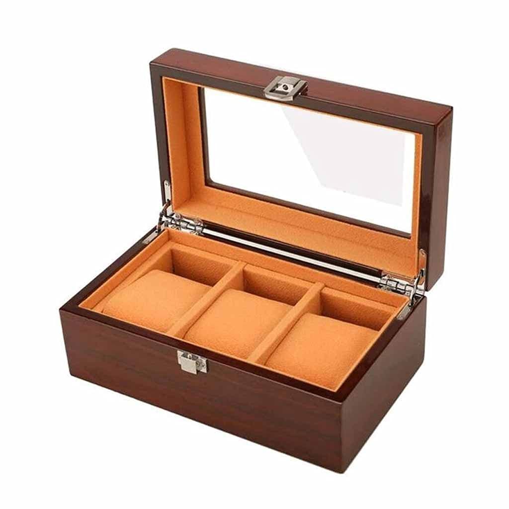 XBTGS Elegante caja de almacenamiento para relojes con 3 ranuras, caja de exhibición de relojes, joyero, organizador de relojes
