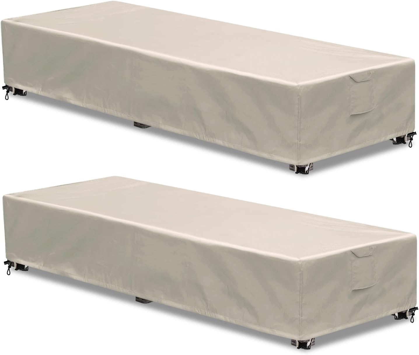 Outdoor Chaise Lounge Cover 2 Pack Patio Lounge Chair Covers Waterproof 600D Weather Resistant Material, UV Protection, Windproof Design Outside Furniture Covers 80" x 27" x 14" H,Beige Beige 2 Pack - 80"L x 27"W x 14"H