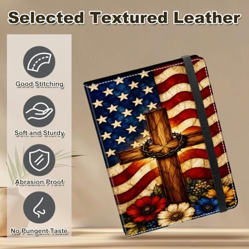 Image of Photo Album 4x6 120 Photos with Strong Elastic Band, Stained Glass Flag | Large Capacity Premium Leather Picture Album, Portable Wallet Albums Photo Book for Family Anniversaries Wedding Baby