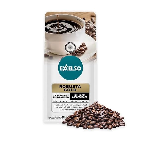 Excelso Robusta Gold, Coffee Beans, 200g (Pack of 1)